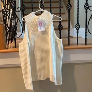 Monday Dress, Miracle Sweater, white cold shoulder, Size M/L